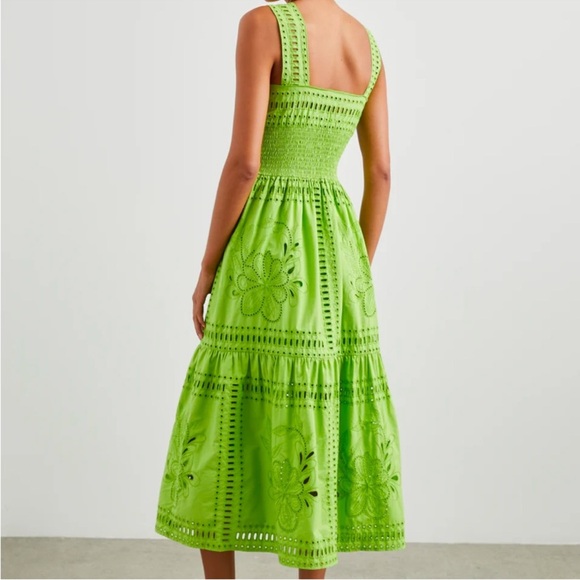 NWT Rails Fawn Embroidered 100% Cotton Midi Dress in Island Green - Picture 7 of 15